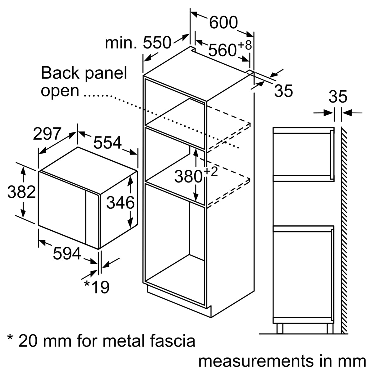 Bosch BFL524MS0B microwave installation diagram
