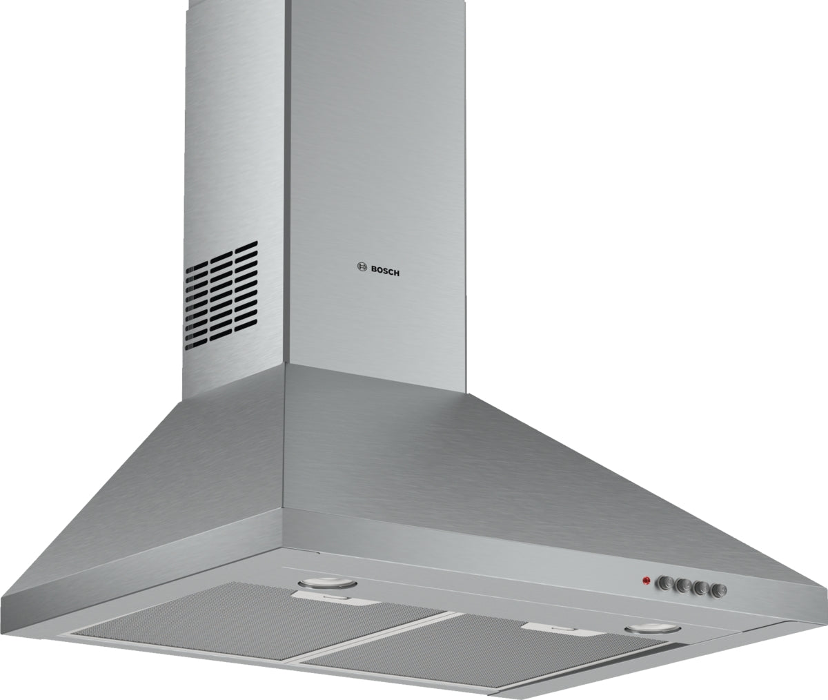 Bosch DWP64CC50Z Series 2 wall-mounted chimney cooker hood front view, stainless steel
