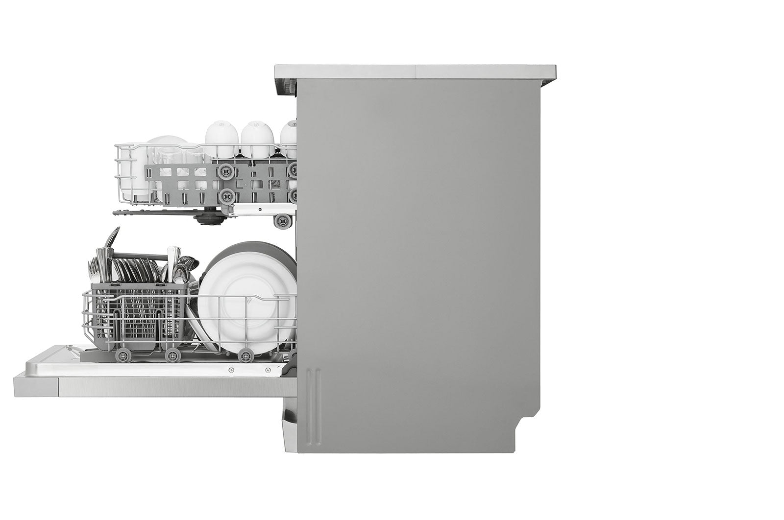 LG QuadWash™ Dishwasher, 14 Place Settings, EasyRack™ Plus, Inverter Direct Drive, Platinum Silver color