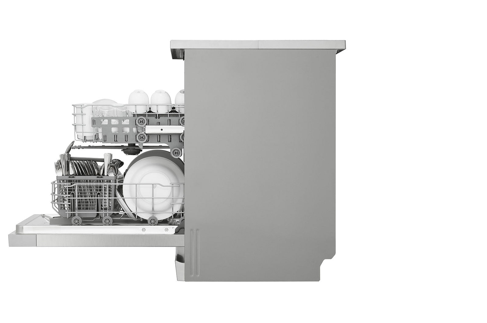 LG QuadWash™ Dishwasher, 14 Place Settings, EasyRack™ Plus, Inverter Direct Drive, Platinum Silver color