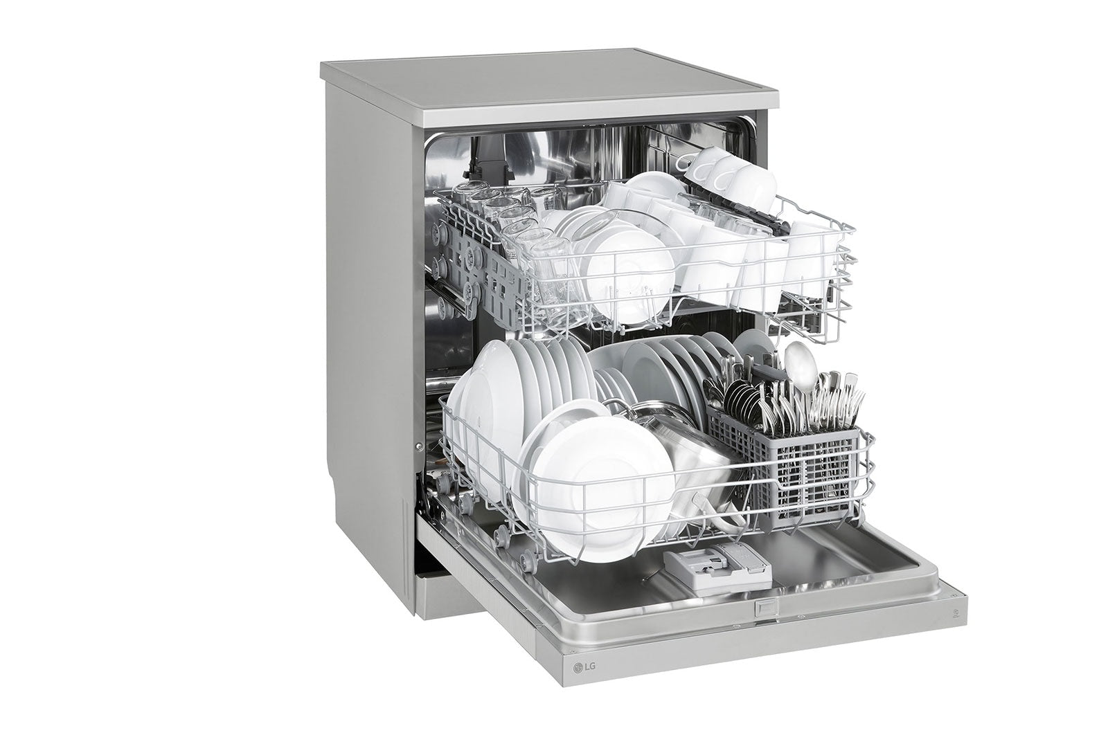 LG QuadWash™ Dishwasher, 14 Place Settings, EasyRack™ Plus, Inverter Direct Drive, Platinum Silver color