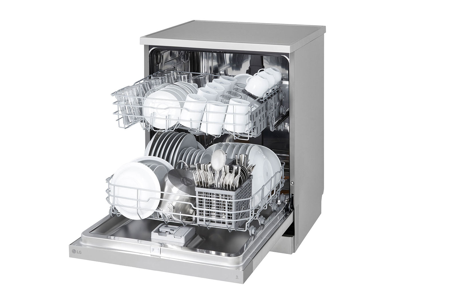 LG QuadWash™ Dishwasher, 14 Place Settings, EasyRack™ Plus, Inverter Direct Drive, Platinum Silver color