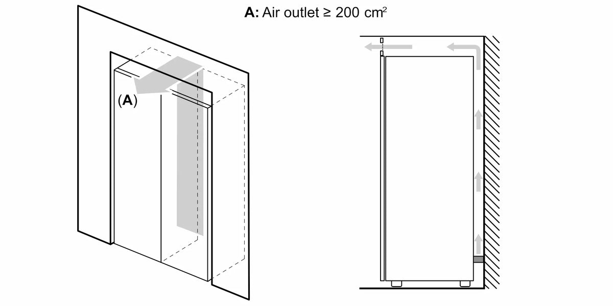 Bosch GSN36VL3PG Series 4 upright freezer ventilation drawing