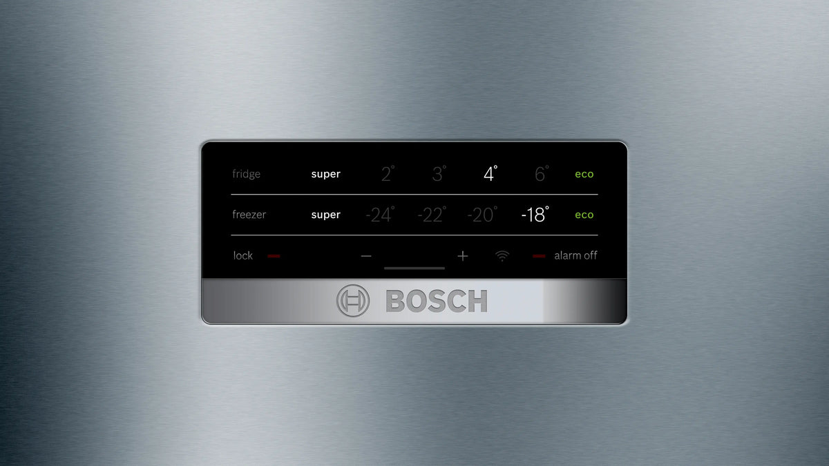 Bosch KGN56VI30M Series 4 bottom freezer refrigerator open doors interior view