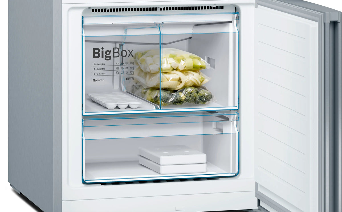 Bosch KGN56VI30M Series 4 bottom freezer refrigerator feature detail view