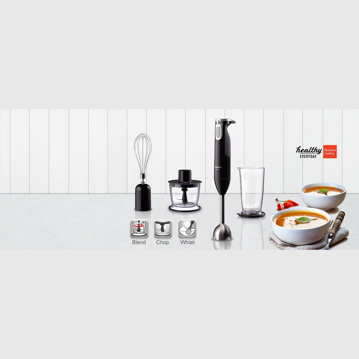 Panasonic MX-SS1 600W 3-in-1 Hand Blender with Chopper & Whisk (MX-SS1BTZ)