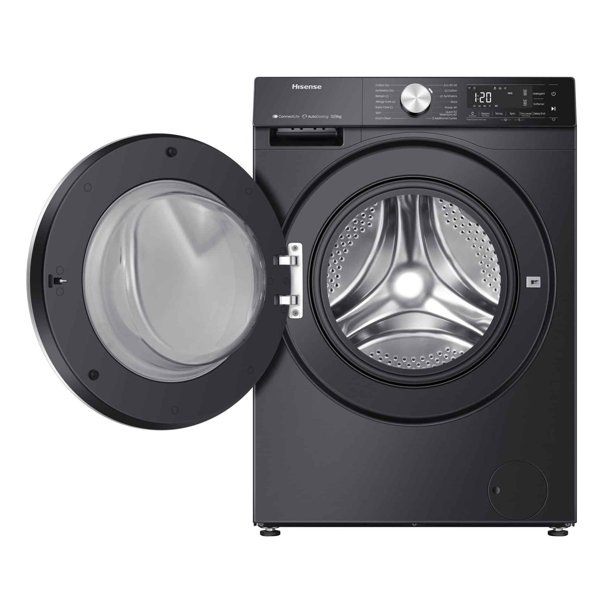 Hisense WD5S1245BB washer dryer angled view