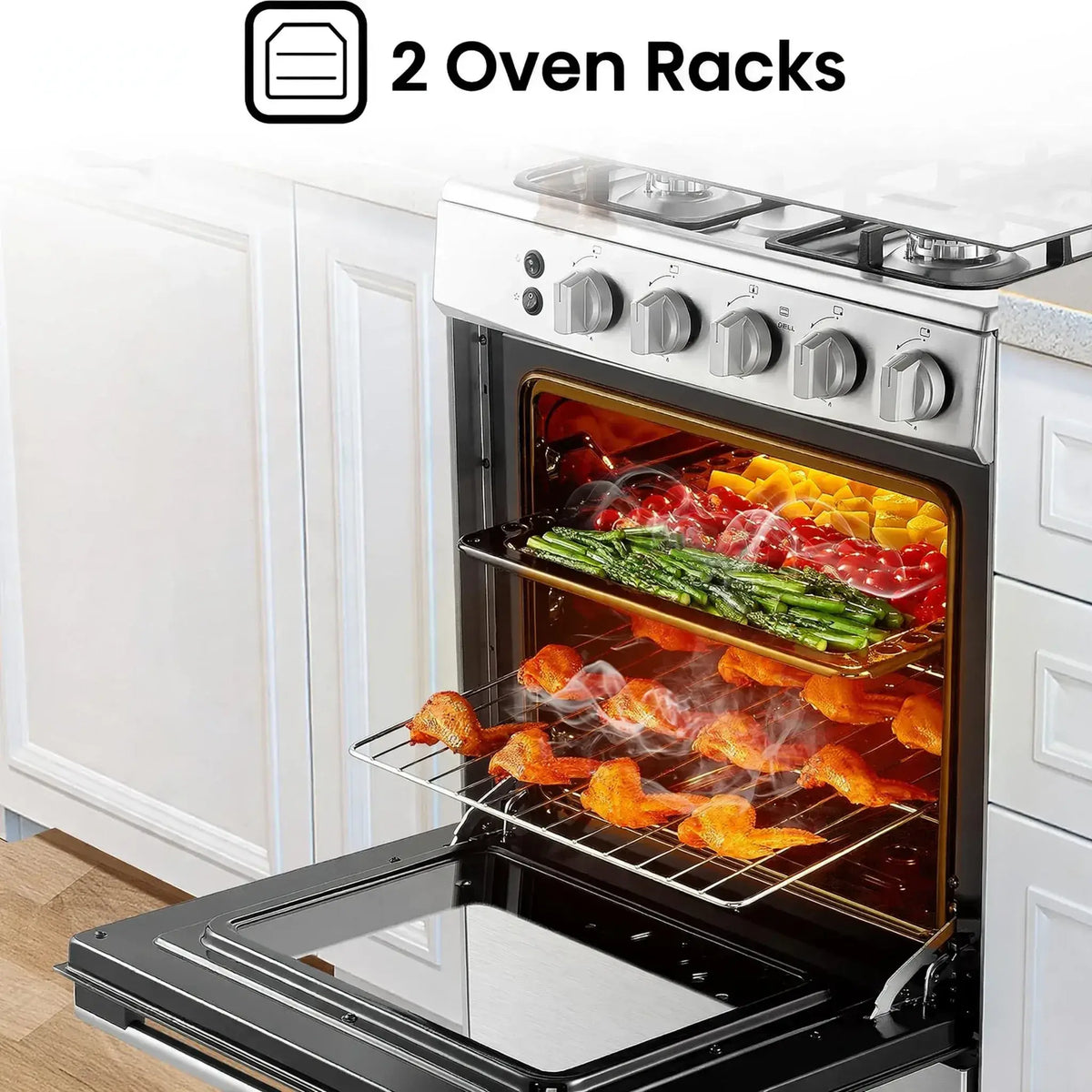 Hisense 60 cm Freestanding Gas Cooker | 4 Gas Burners with Flame Failure Device | Cast Iron Pan Support | Stainless Steel