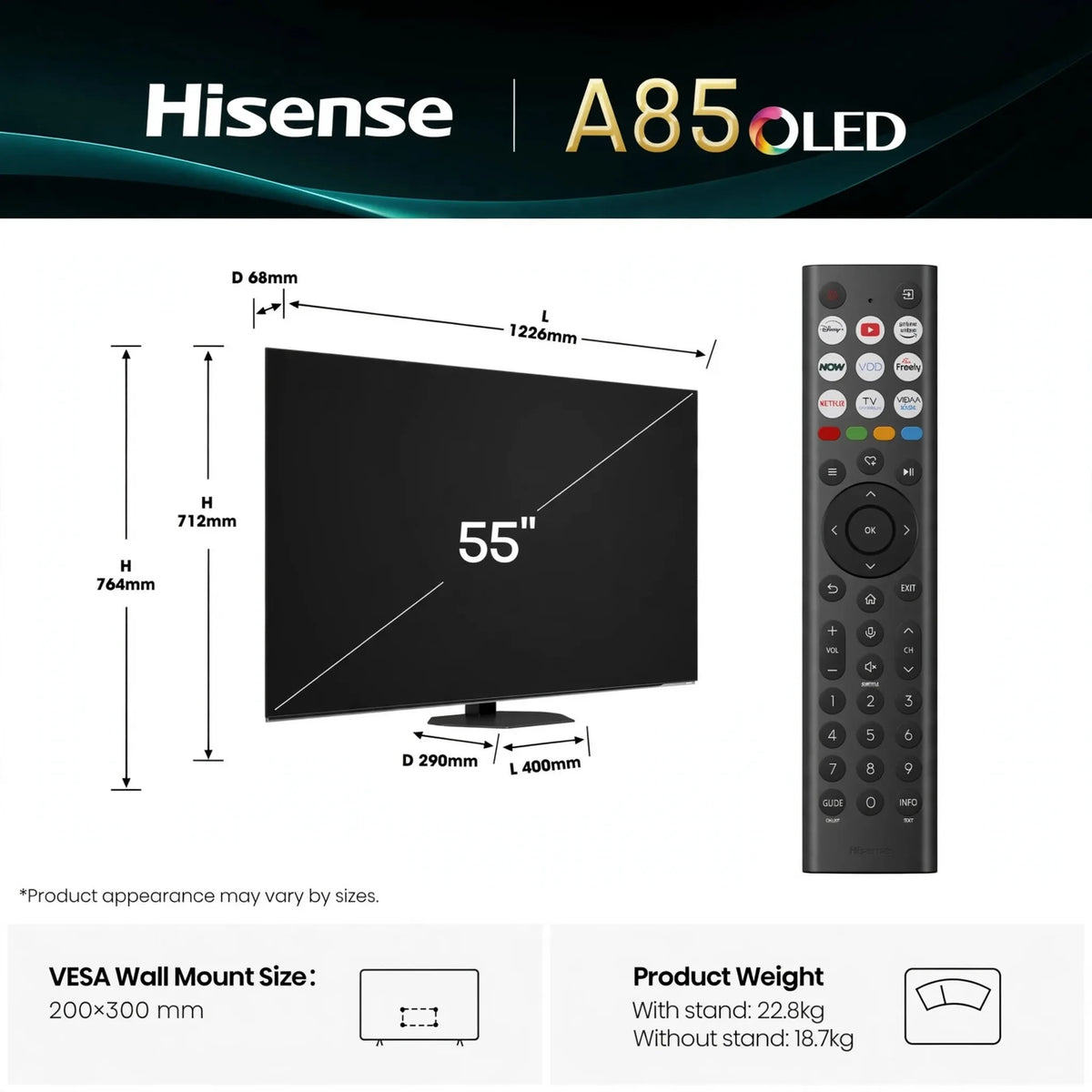 Hisense A85Q OLED Smart TV 4K 120 Hz