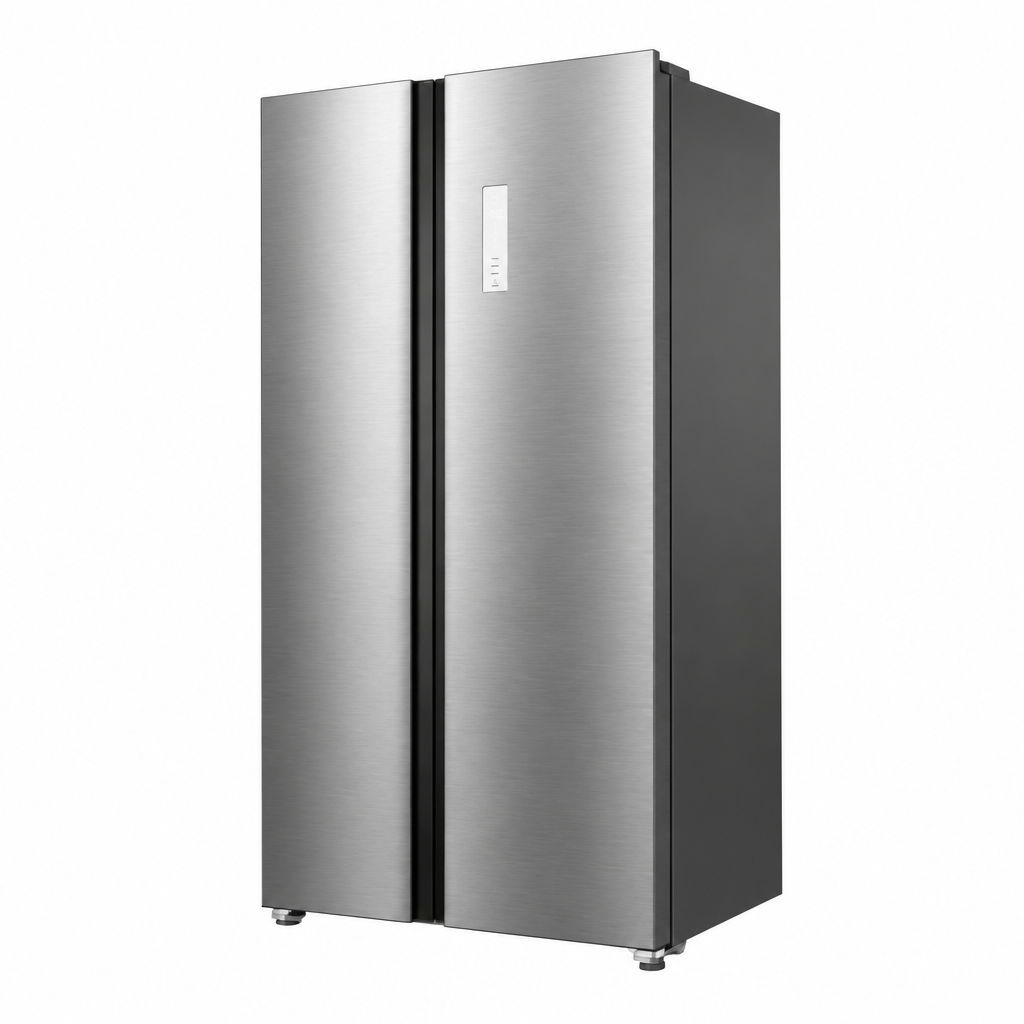 TCL 635L side by side refrigerator right-angle view
