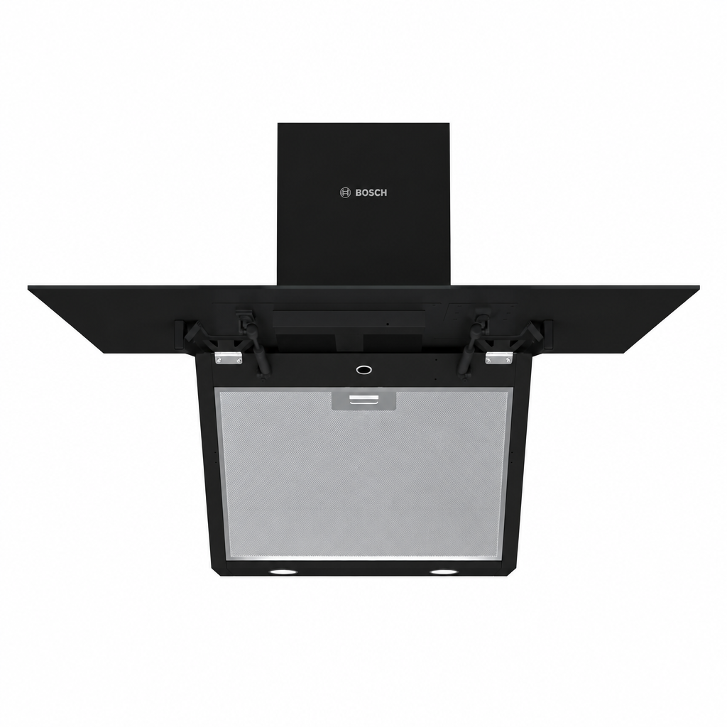 Bosch DWK96PJ60M Series 4 Inclined Cooker Hood, 90cm, Black Glass