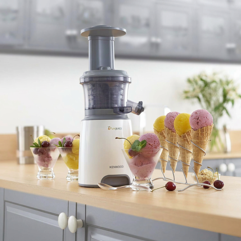KENWOOD Slow Juicer Cold Press Juicer 150W Juice Extractor with Wide Feed Tube, Juice Jug, Pulp Container, Anti Drip, Extra Sieve, Cleaning Brush, Sorbet, Rinse Clean Function