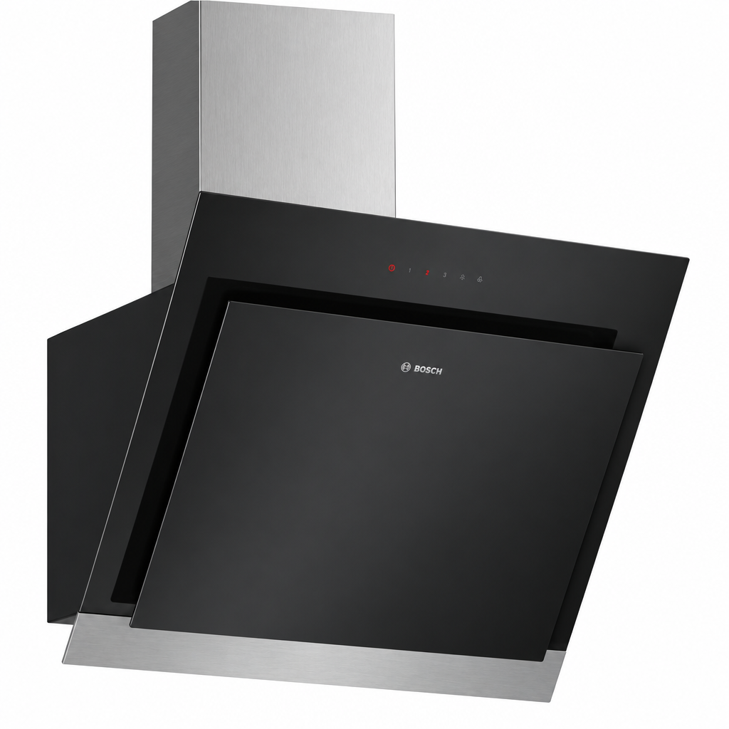 Bosch DWK67HM60B Series 4 Inclined Cooker Hood, 60cm, Black Glass