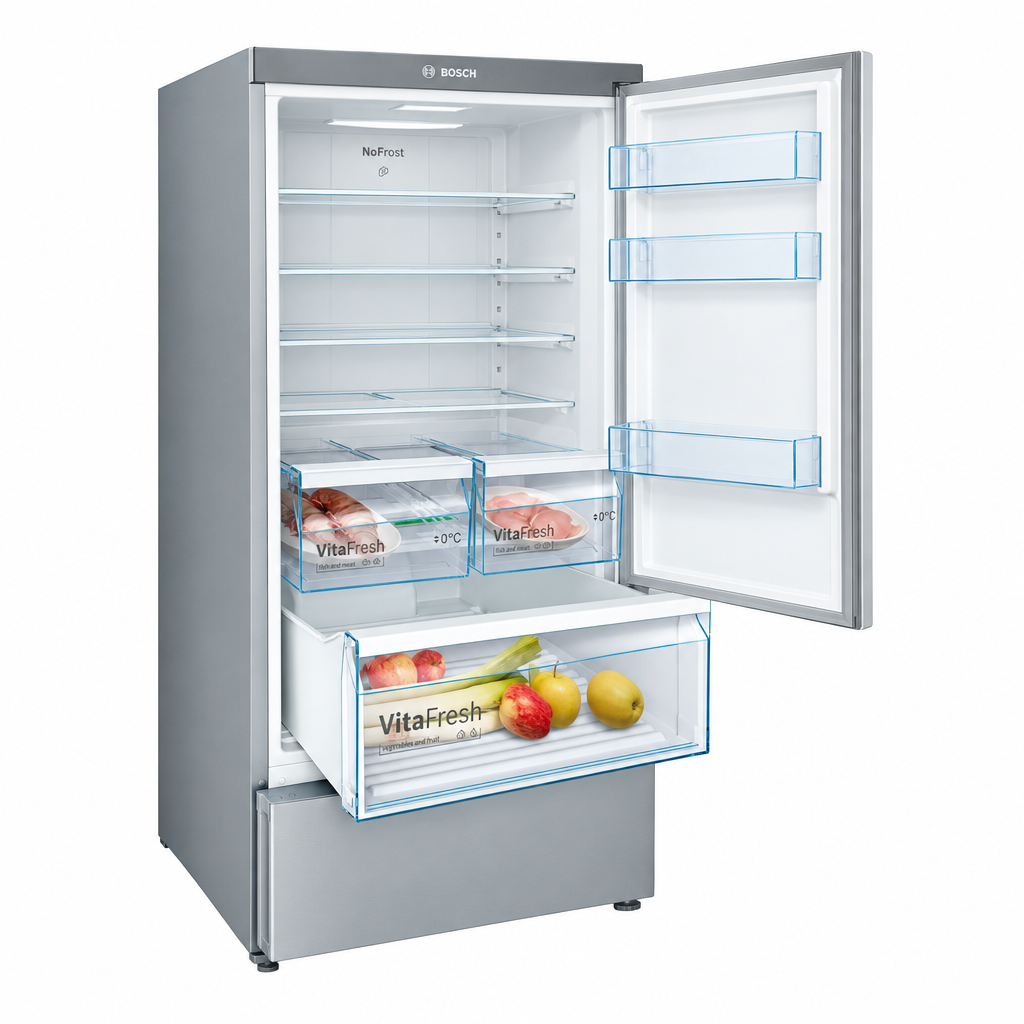 Bosch KGN56VI30M Series 4 Bottom Freezer Fridge Freezer, 505L, Stainless Steel