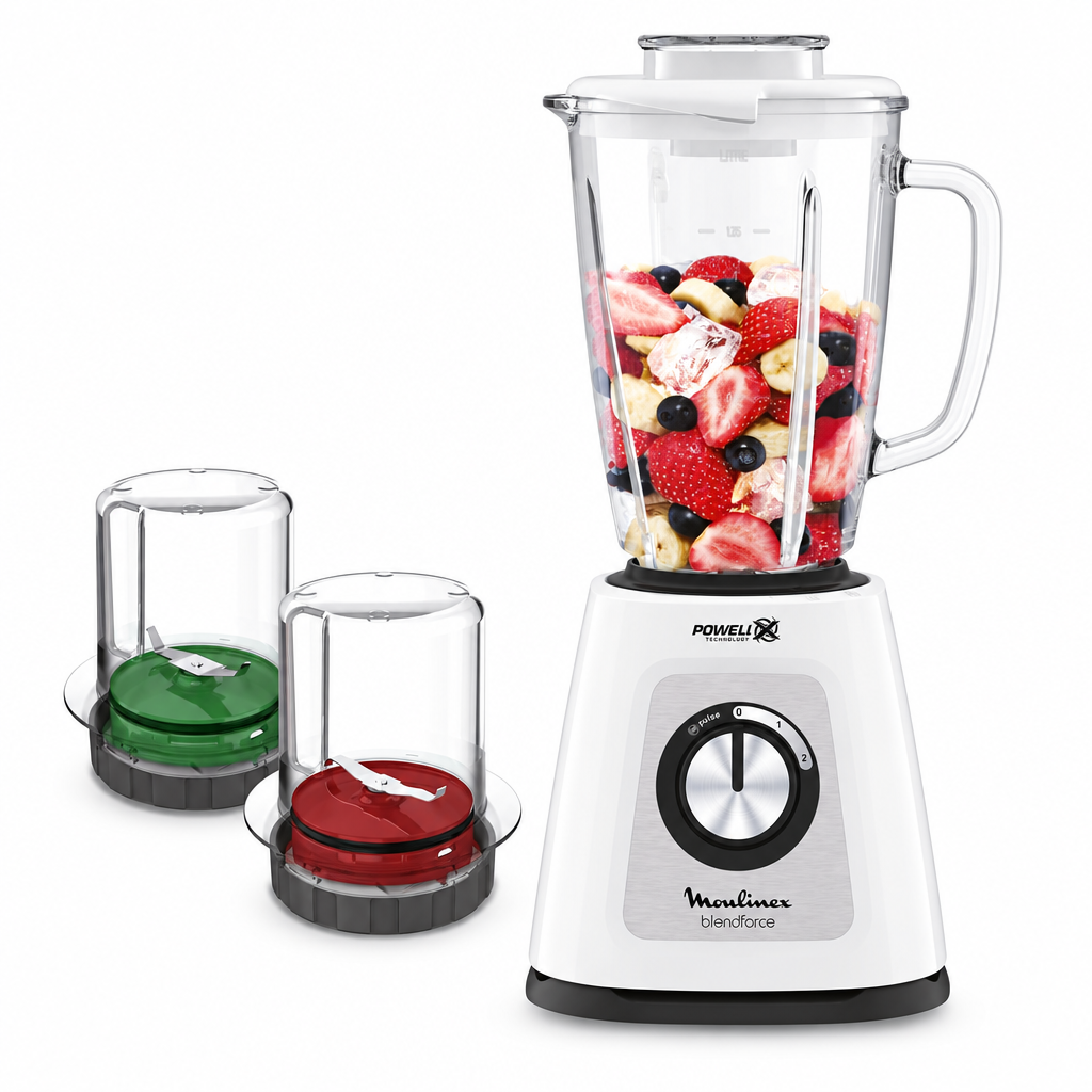 Moulinex BlendForce 700W blender with a 1.75L glass jug, grinder and chopper | LM438127