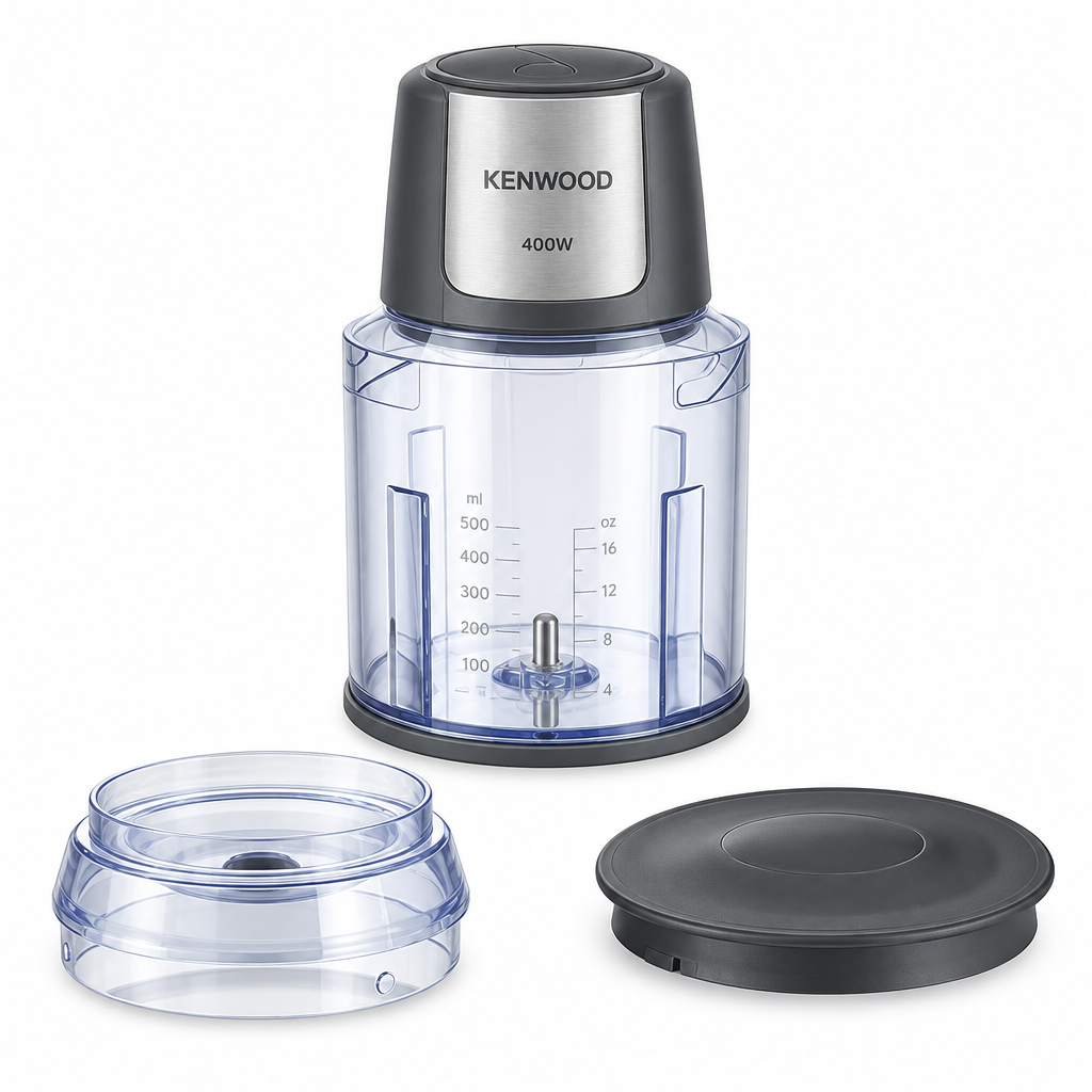 KENWOOD Chopper 400W Electric Food Chopper with 500ml Bowl | Dual Speed, Stainless Steel Quad Blade | Rubber Lid | Ice Crush