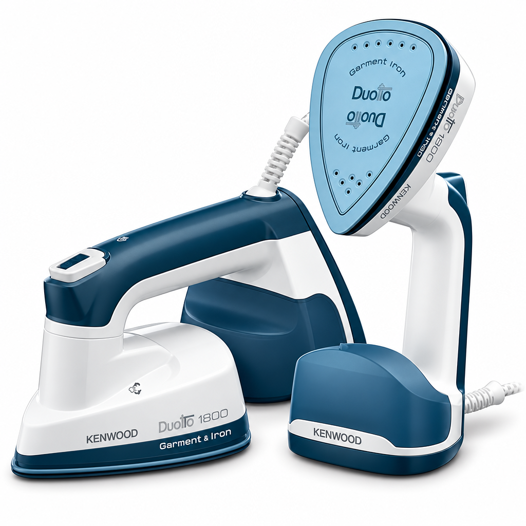 KENWOOD 2-in-1 Garment Steamer + Steam Iron 1000W with Rotary Plate | Ceramic Soleplate | LED Light | GSP40.000WB