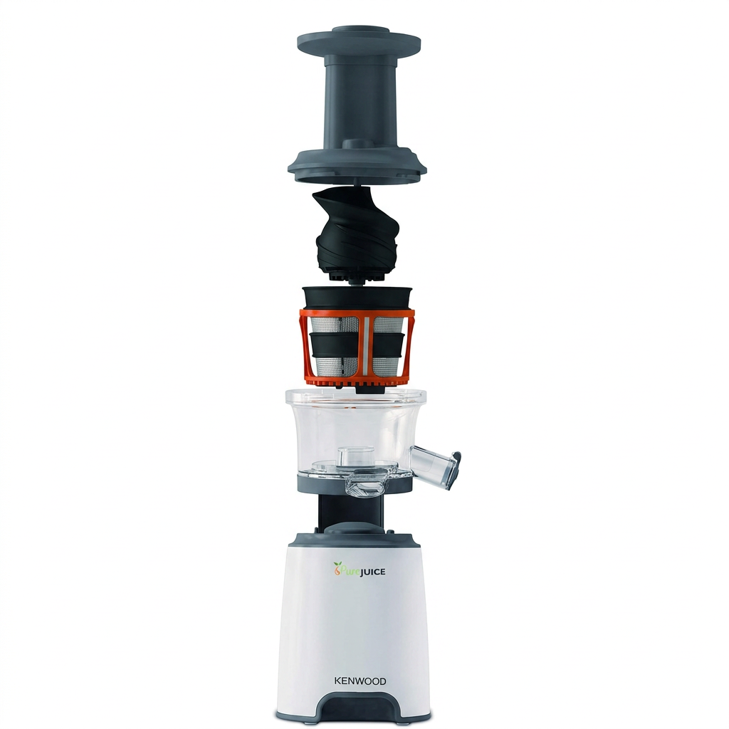 KENWOOD Slow Juicer Cold Press Juicer 150W Juice Extractor with Wide Feed Tube, Juice Jug, Pulp Container, Anti Drip, Extra Sieve, Cleaning Brush, Sorbet, Rinse Clean Function