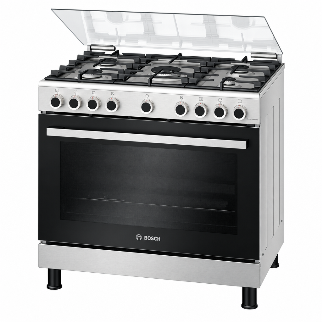 Bosch HGVDF0V52S Series 4 Freestanding Cooker, 90cm, Stainless Steel