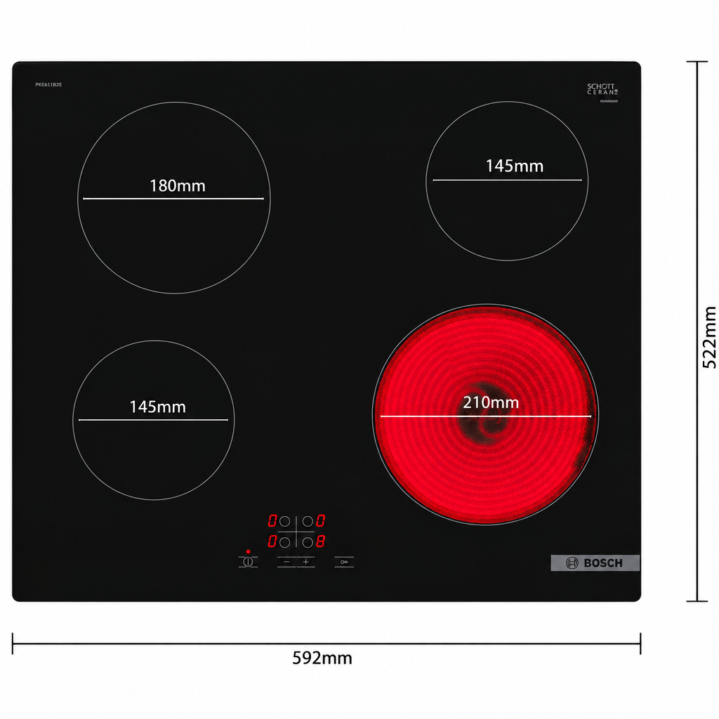 Bosch PKE611BA2E Series 4 Electric Hob, 60cm, Black