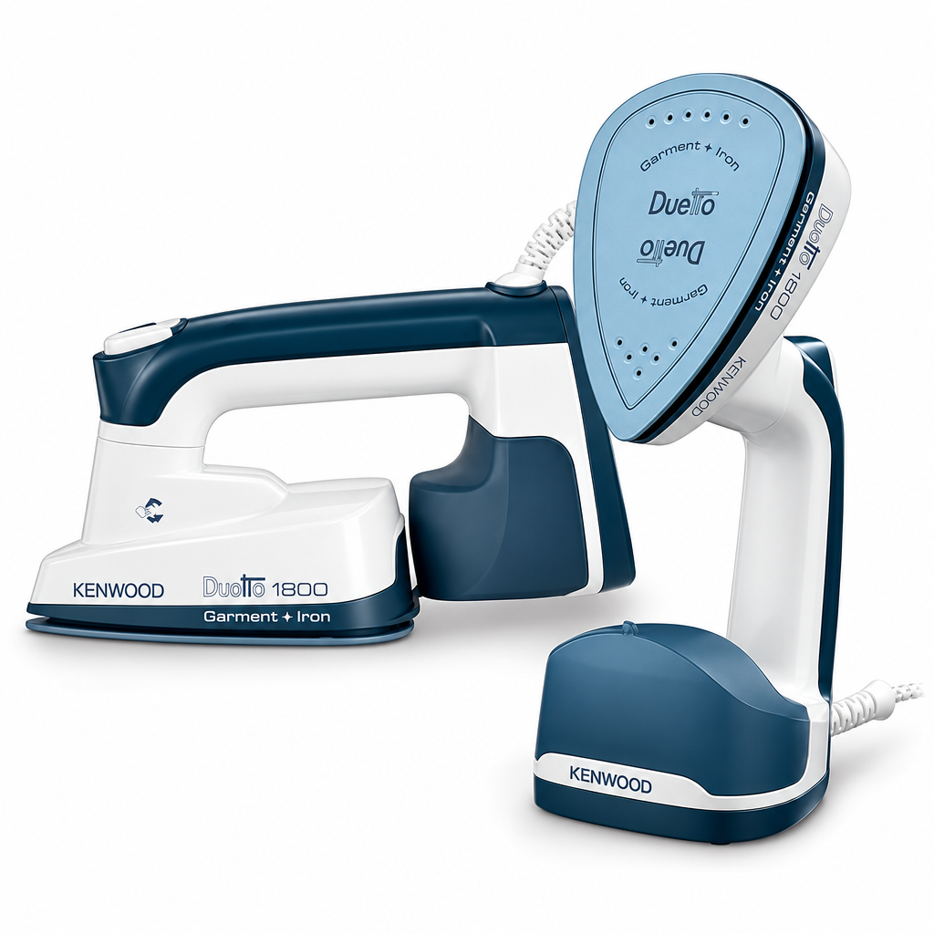 KENWOOD 2-in-1 Garment Steamer + Steam Iron 1000W with Rotary Plate | Ceramic Soleplate | LED Light | GSP40.000WB