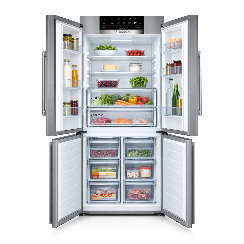 Bosch KGN56VI30M Series 4 Bottom Freezer Fridge Freezer, 505L, Stainless Steel