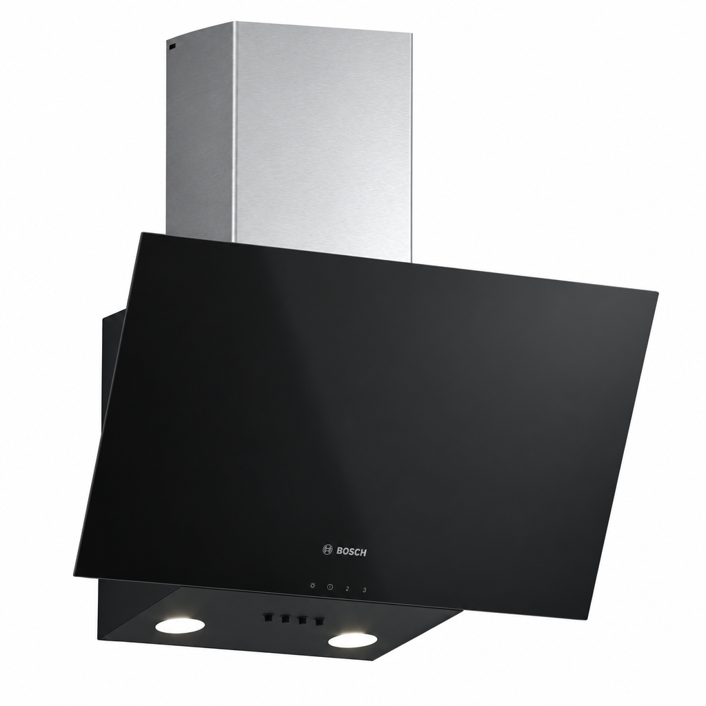 Bosch DWK63PJ61M Series 2 Inclined Cooker Hood, 60cm, Black Glass