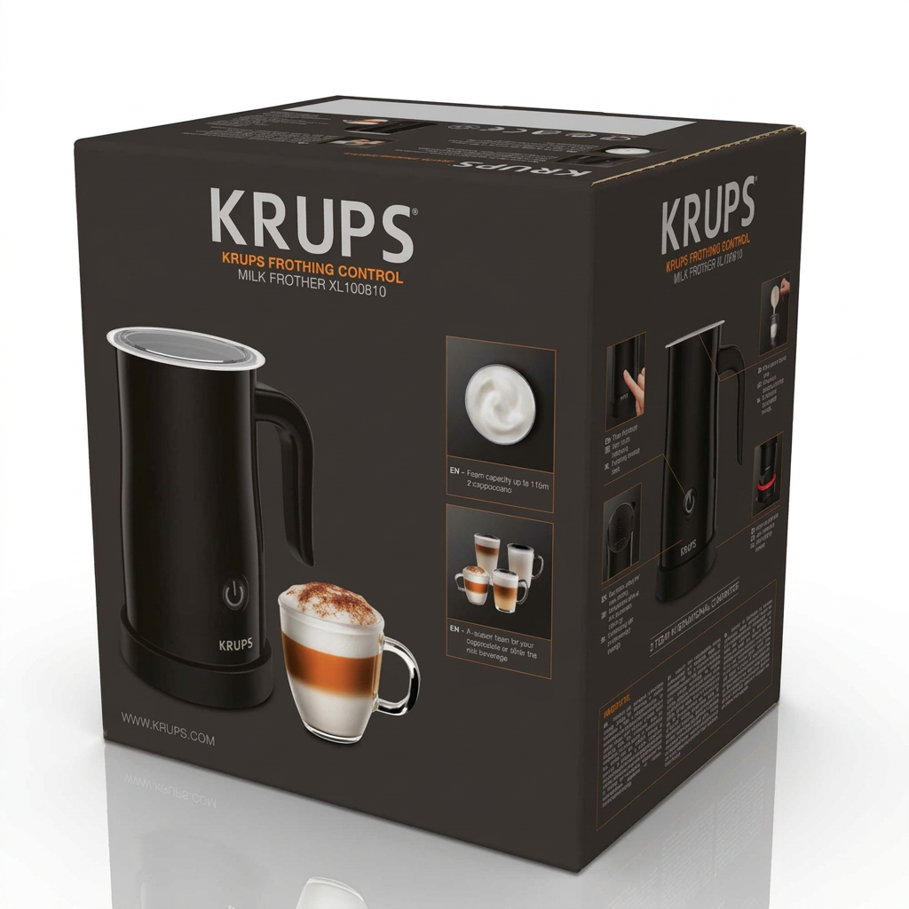 KRUPS Electric Milk Frother | One-Touch Control with Hot & Cold Foam | Non-Stick Jug | 360° Rotating Base | Auto Shut-Off