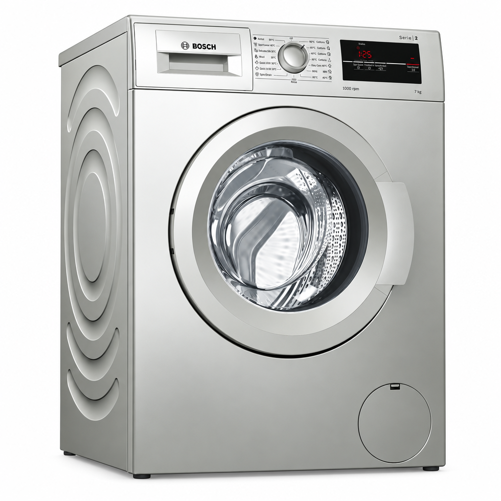 Bosch WAJ2017SKE Series 2 Front Load Washing Machine, 7KG, Silver Inox