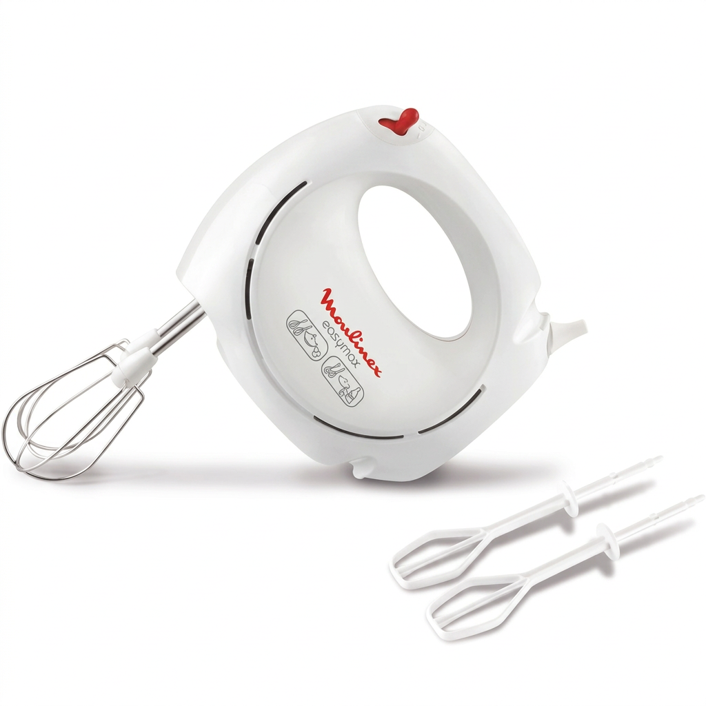 MOULINEX Hand Mixer | Easy Max Hand Mixer | 200 W | 5 speeds | White | Plastic/Stainless Steel