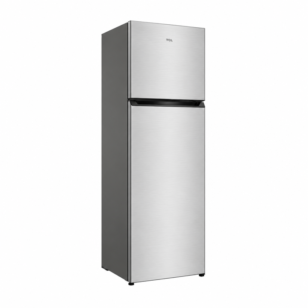 TCL 307L top-mounted refrigerator, left-angle view