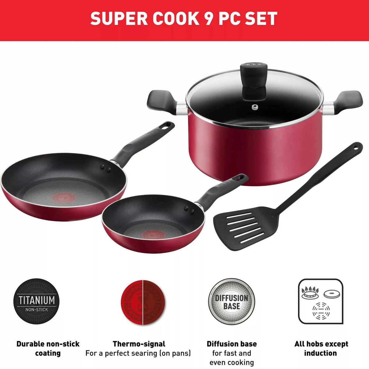 Tefal Super Cook 5-Piece Non-Stick Cookware Set | B460S584