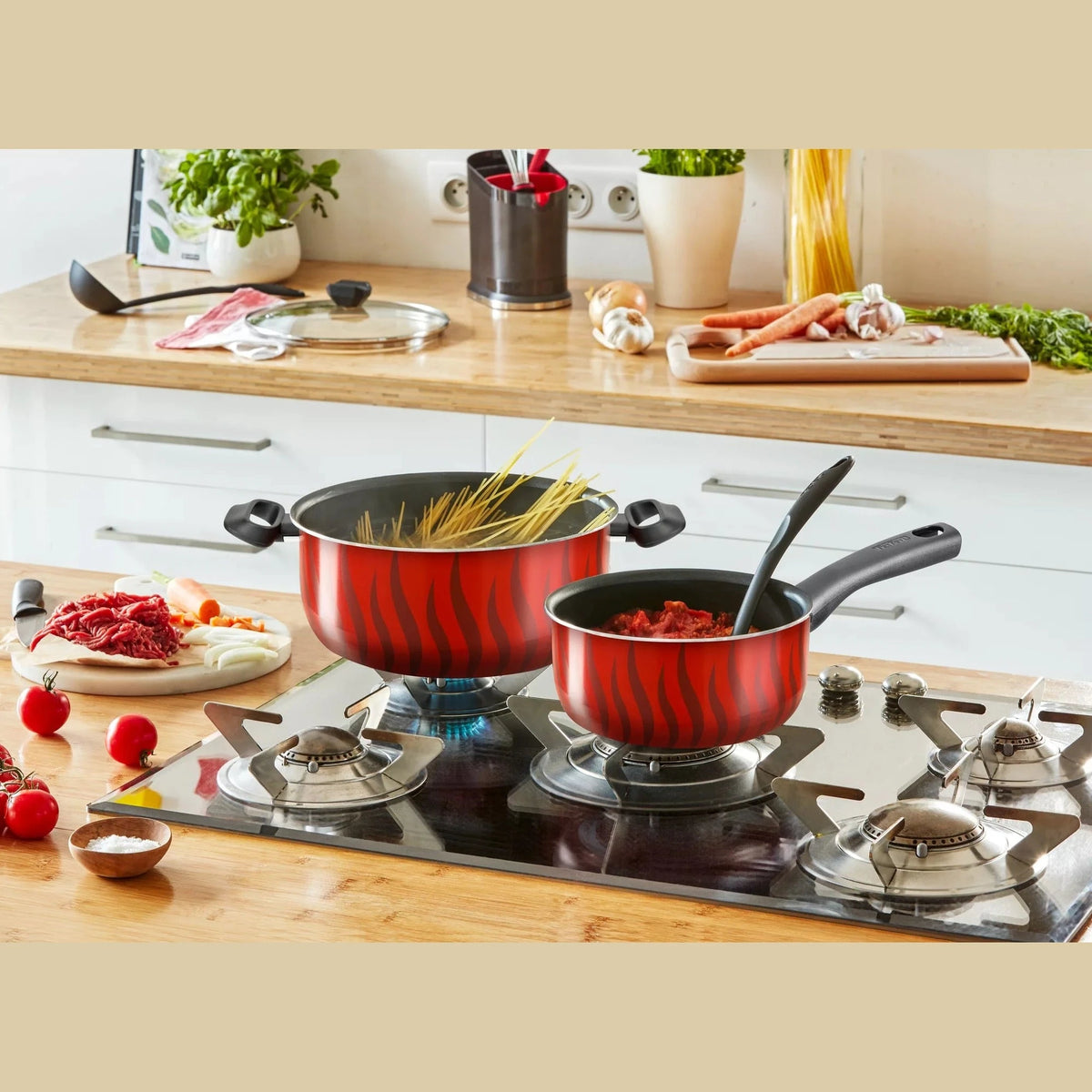 Tefal Tempo Flame 8-Piece Non-Stick Stewpot Set | C3079082