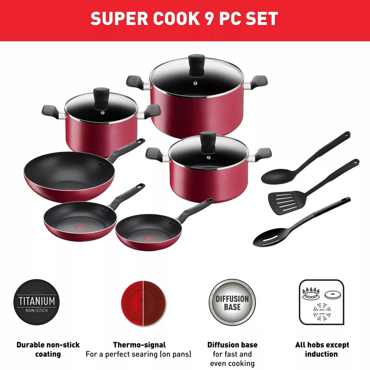 Tefal Super Cook 12-Piece Non-Stick Cookware Set | B460SC84