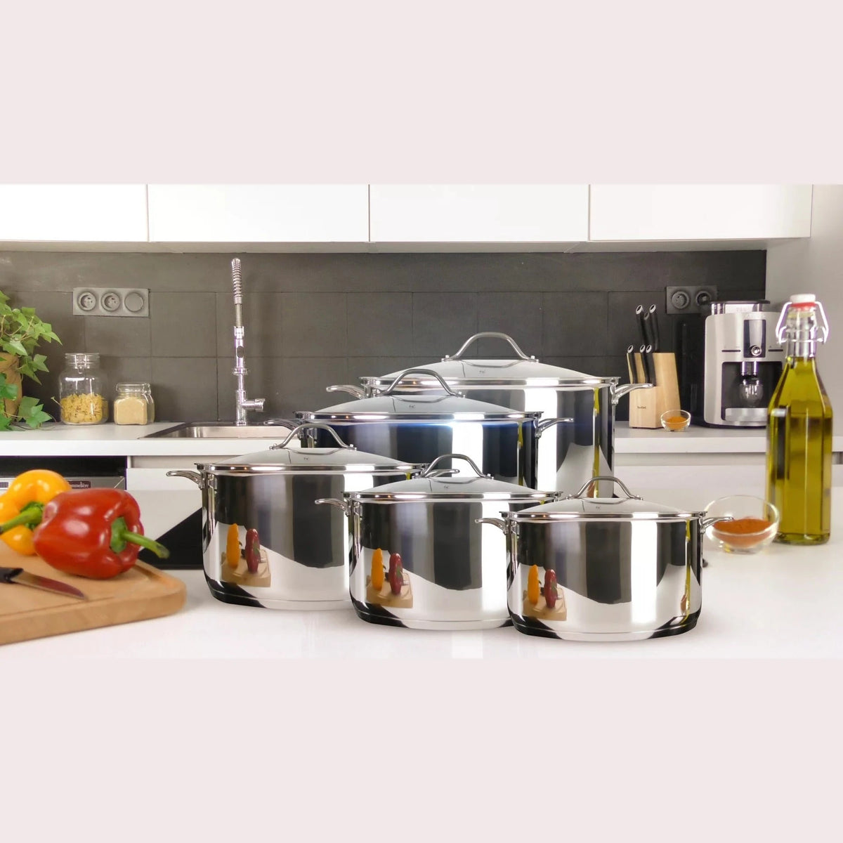 Tefal Intuition 8-Piece Stainless Steel Cookware Set | B864S874