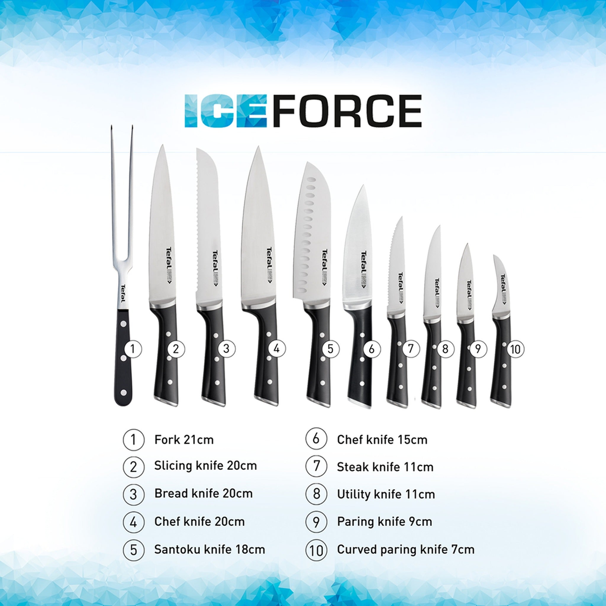 Tefal Ice Force 5-Knife Wooden Block Set | K232S574