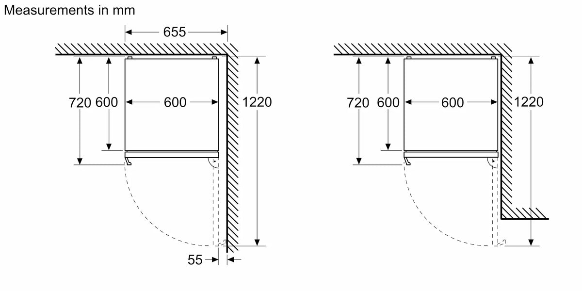 Bosch KGN39VW20G fridge freezer - top view dimension drawing