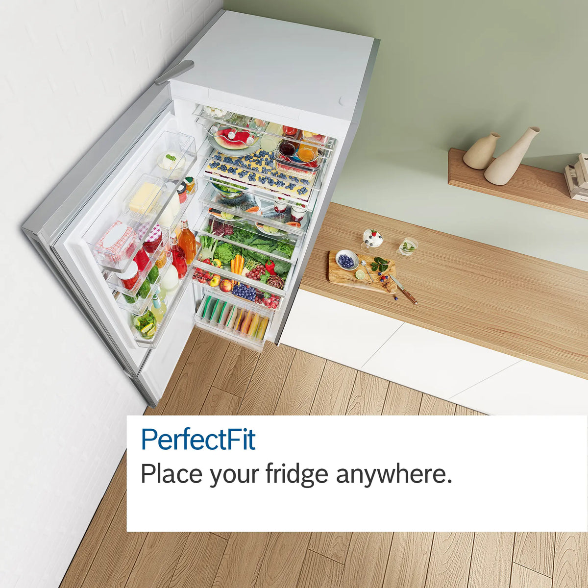 Bosch KGN39VW20G fridge freezer - PerfectFit design fits flush against walls