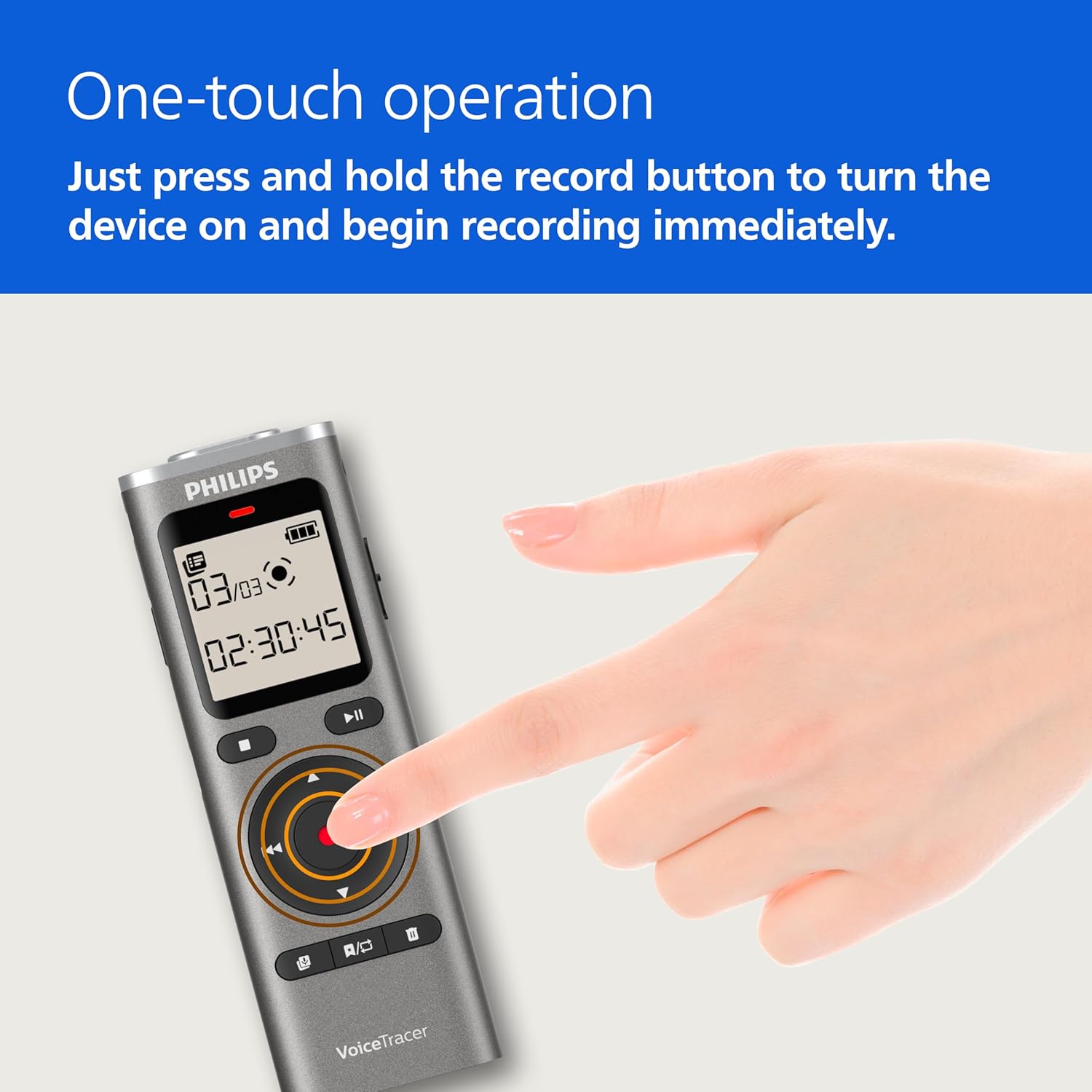 Philips DVT1170 VoiceTracer | Audio Recorder | 360° Microphone for Excellent Sound