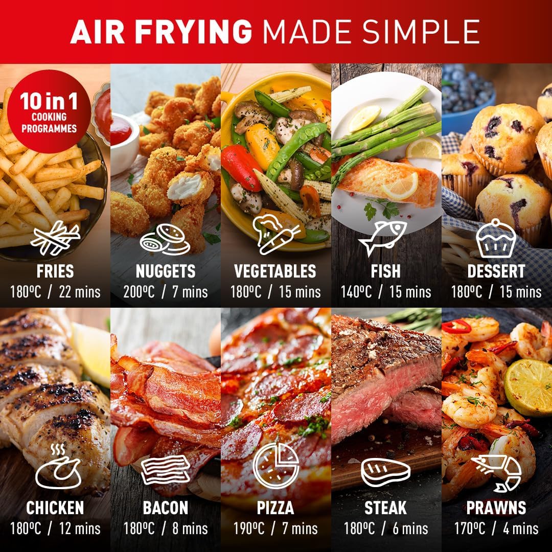 Tefal Easy Fry Max Digital Air Fryer | 5L, 10-in-1 | Oil Free | Air Fry | Extra Crisp |Roast | Bake | Reheat | Dehydrate | 6 Servings | Non-Stick
