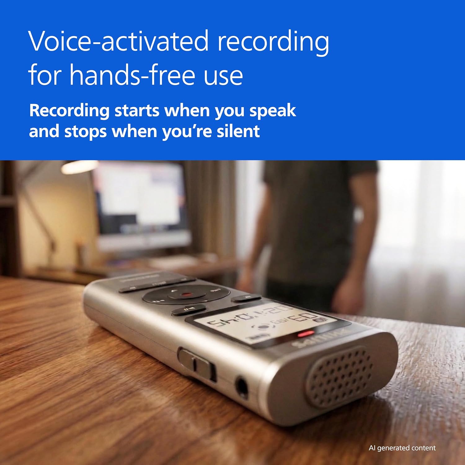Philips DVT1170 VoiceTracer | Audio Recorder | 360° Microphone for Excellent Sound