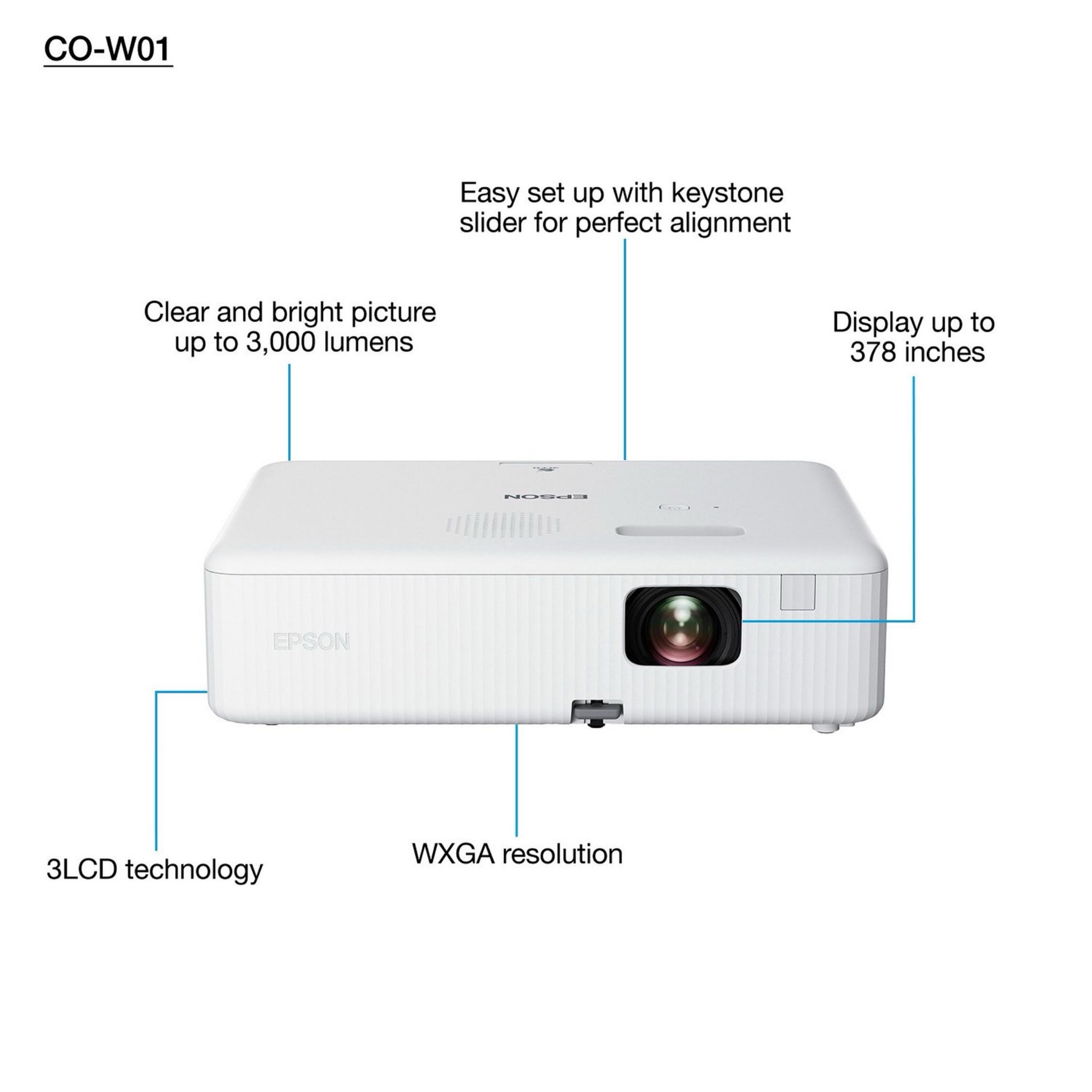 Epson CO-W01 projector WXGA 3000L VGA HDMI