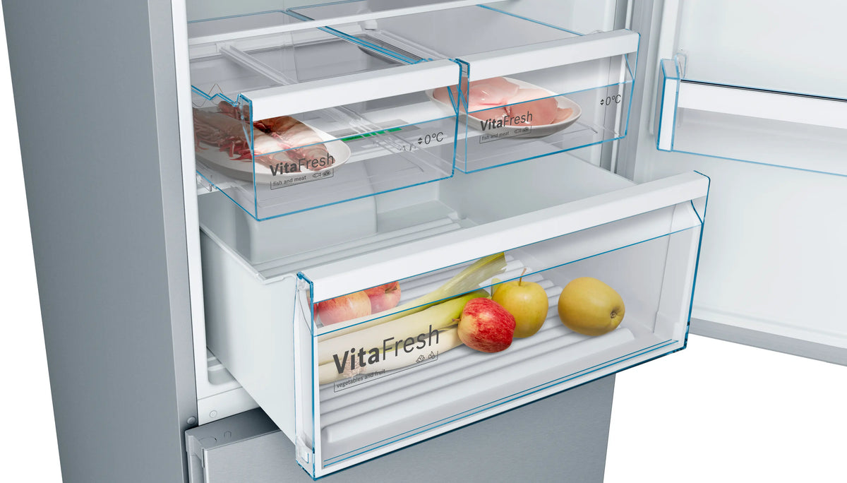 Bosch KGN56VI30M Series 4 bottom freezer refrigerator freezer drawer detail