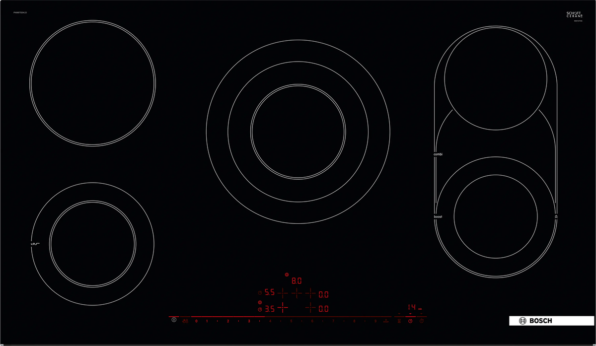 Bosch PKM975DK1D Series 8 electric hob 90cm black front view