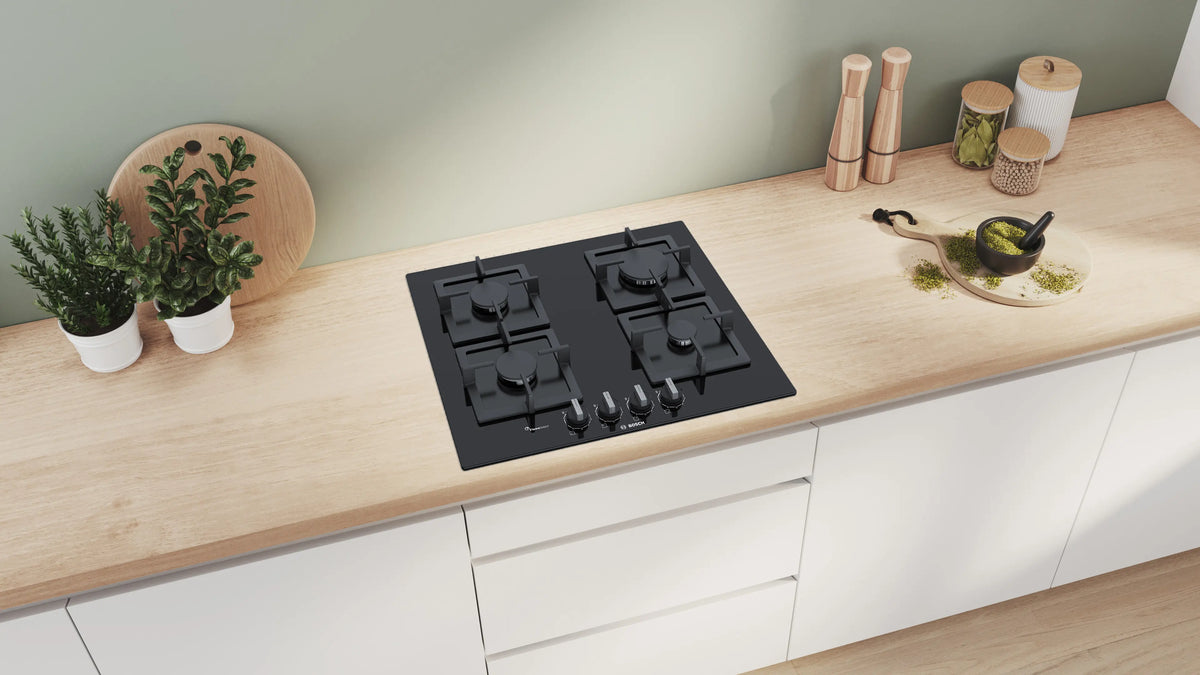 Bosch PPP6A6B20 gas hob installed view