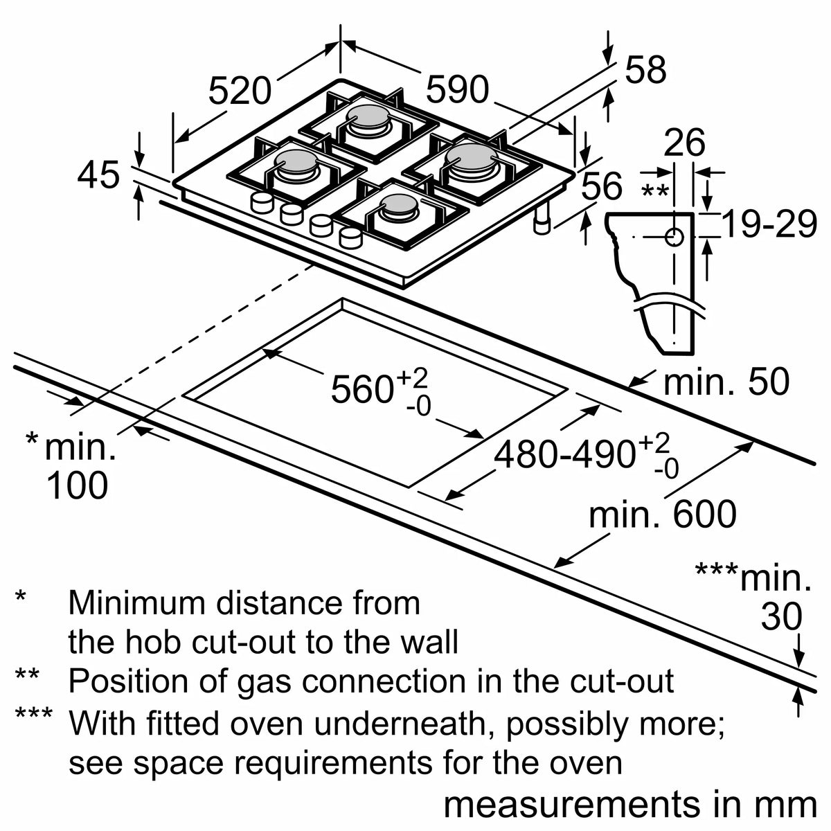 Bosch PPP6A6B20 installation dimensions line drawing