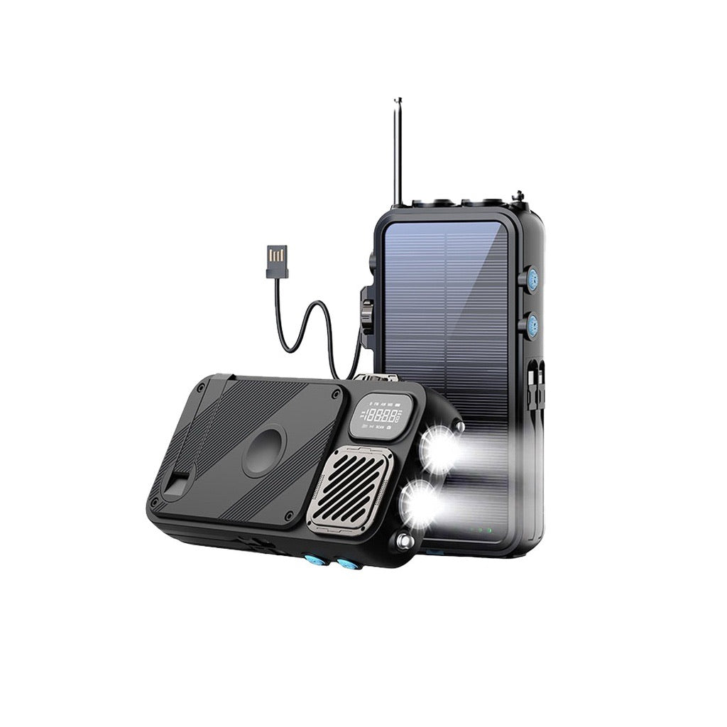 Powerology 16000mAh Solar Power Bank with FM Radio Speaker and Lights