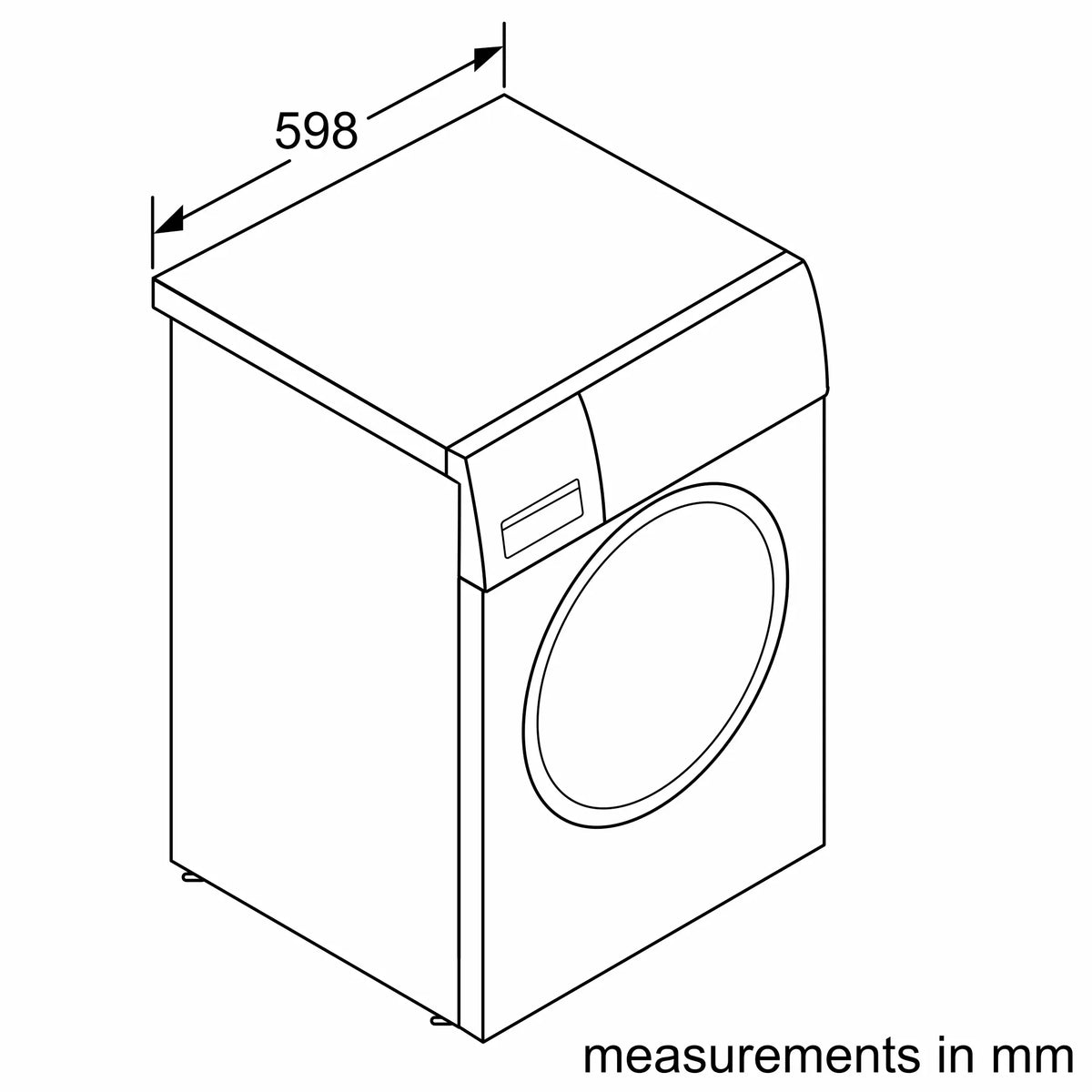 Bosch WAJ2017SKE Series 2 washing machine dimension line drawing