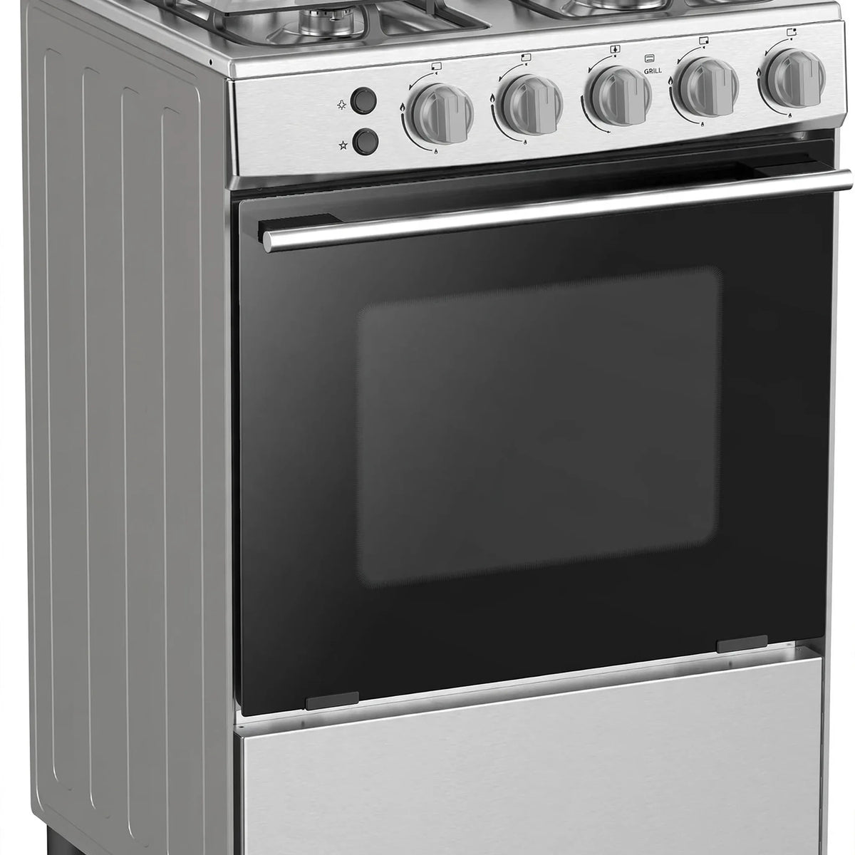 Hisense  60 cm Freestanding Gas Cooker | 4 Gas Burners with Flame Failure Device | Cast Iron Pan Support | Stainless Steel