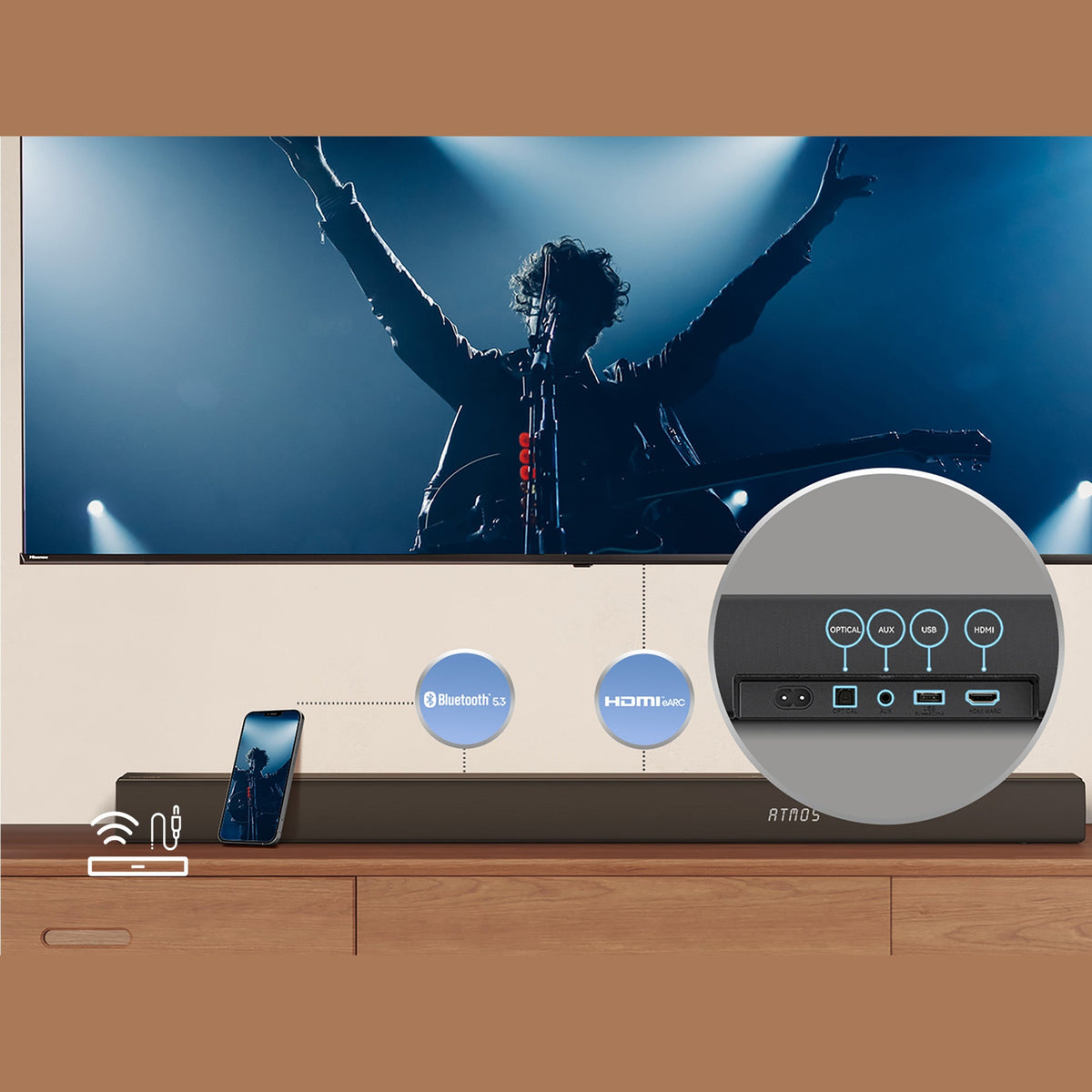 Hisense AX3100Q 3.1CH Dolby Atmos Soundbar with Wireless Subwoofer